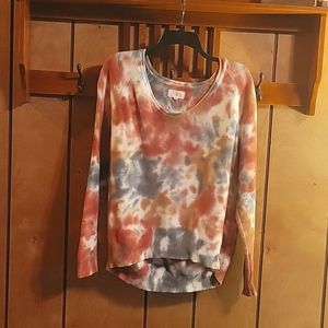 Lou & Grey Tie Dye Sweater Waffle Knit Long Sleeve